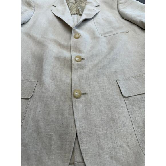 "FACONNABLE" Design By Albert Goldberger Mens 100% Linen Blazer SZ XXLL 3 Button - Picture 2 of 13